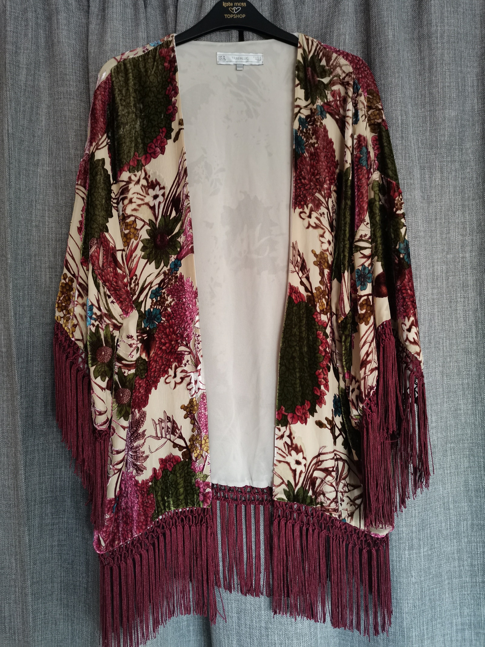 Kimono/Blouson Zara Turquoise Imprimé - Taille S, Style Bloggers, Occasion Très Bon état