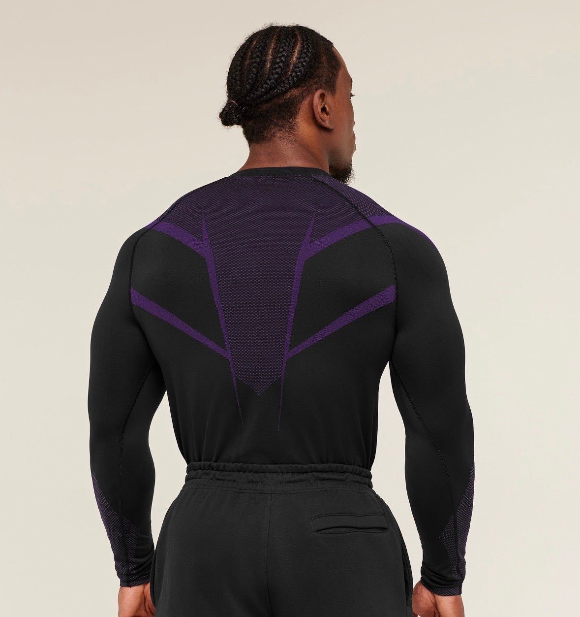Gymshark Onyx 5.0 Long Sleeve T-Shirt - Black/Athletic purple (L