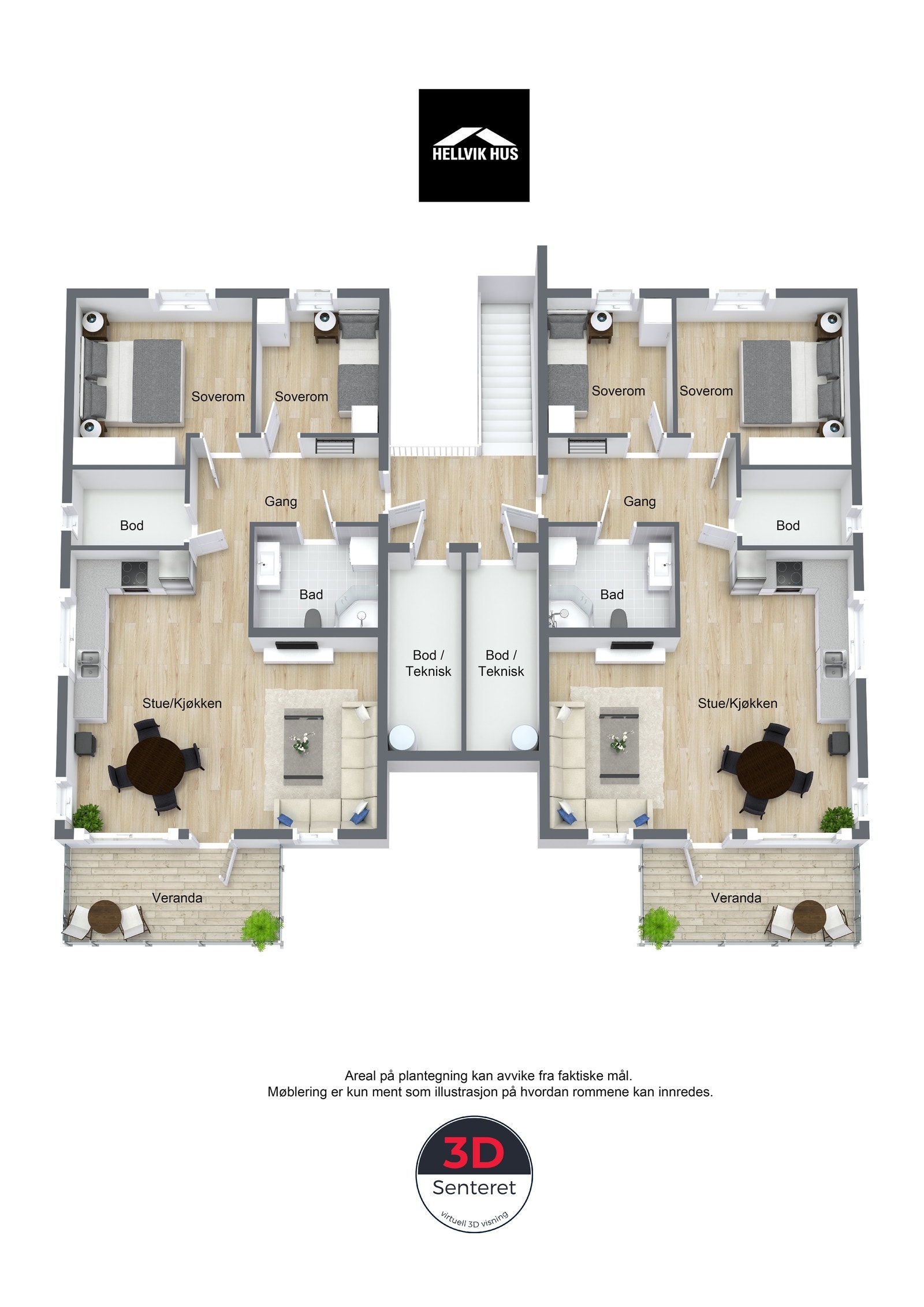 Planløsning leiligheter 2.etg