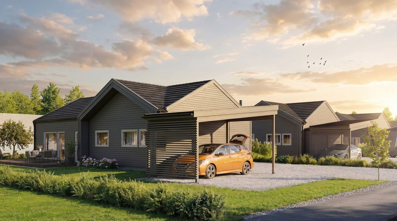 Illustrasjonsbilde. Viste løsninger og materialvalg kan avvike. Møbler, interiør og tilvalg er ikke inkludert i leveransen.