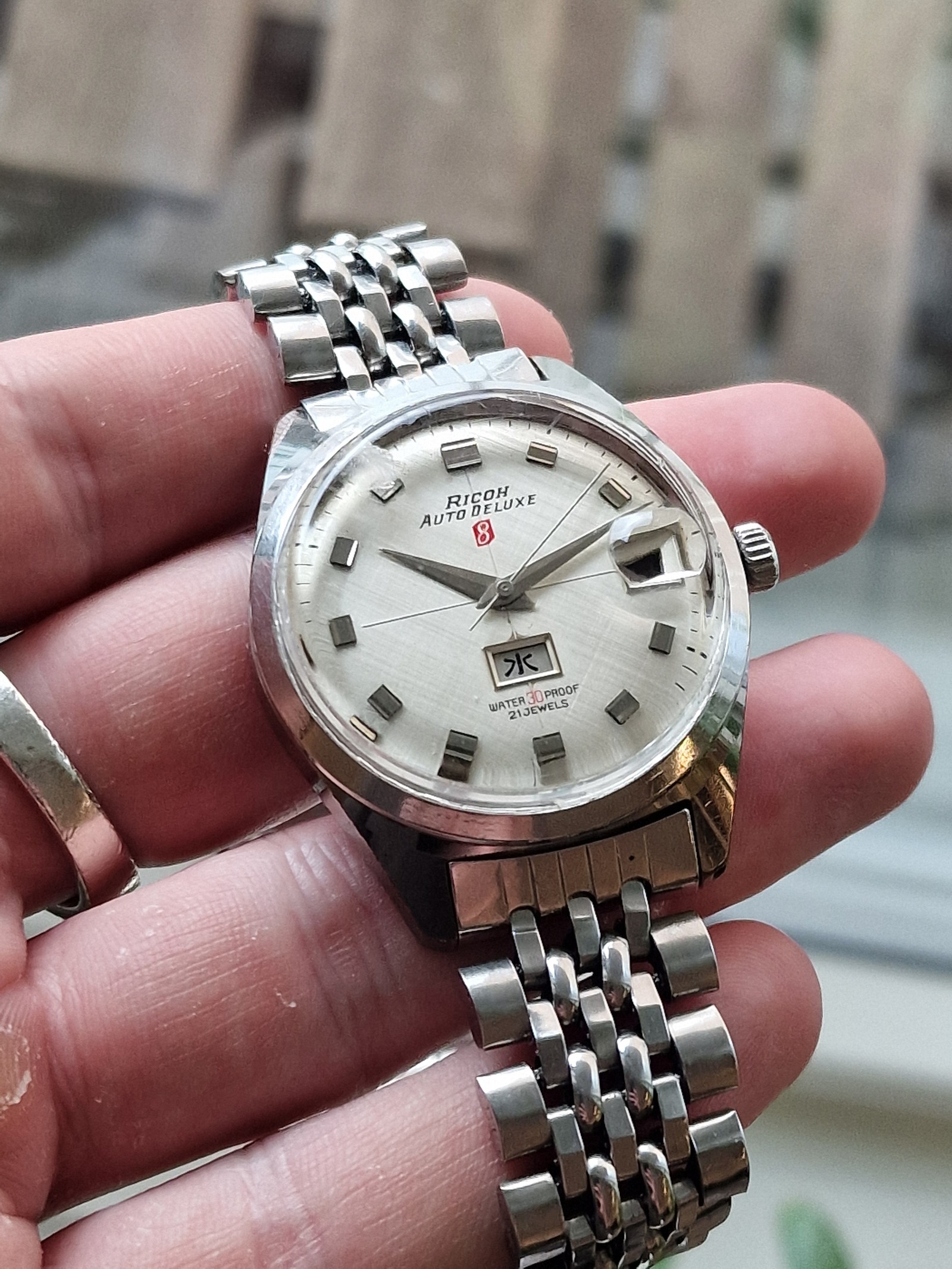 Vintage Ricoh Auto Deluxe 8 ⌚️ Uvanlig klokke fra 60-tallet