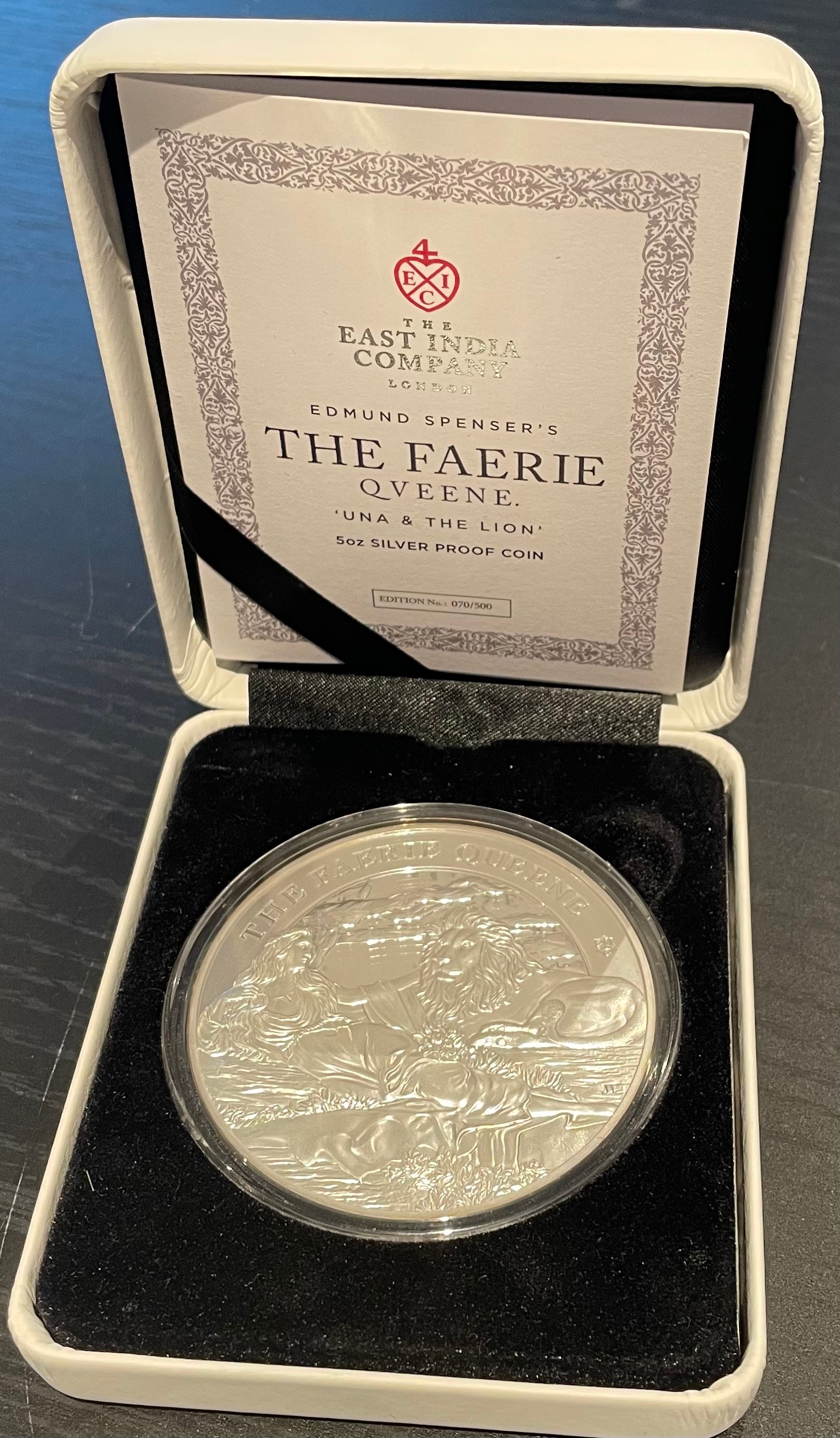 The Faerie Queene – Una & the Lion 5 oz Silver Proof – Nr. 070/500