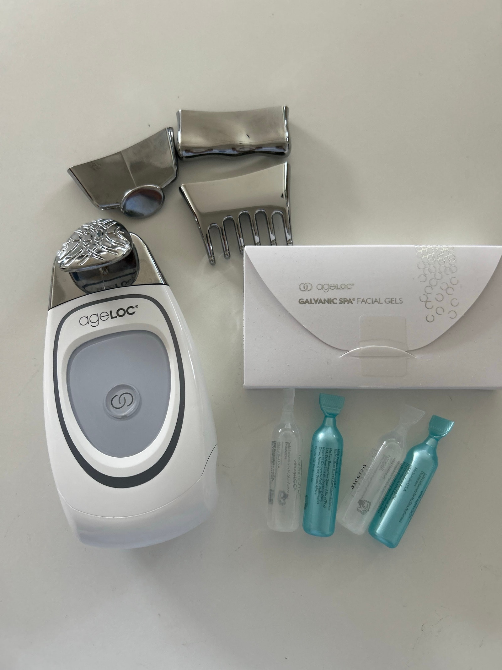 Nu Skin ageLOC Galvanic Spansikt med geler, Lumi spa apparat