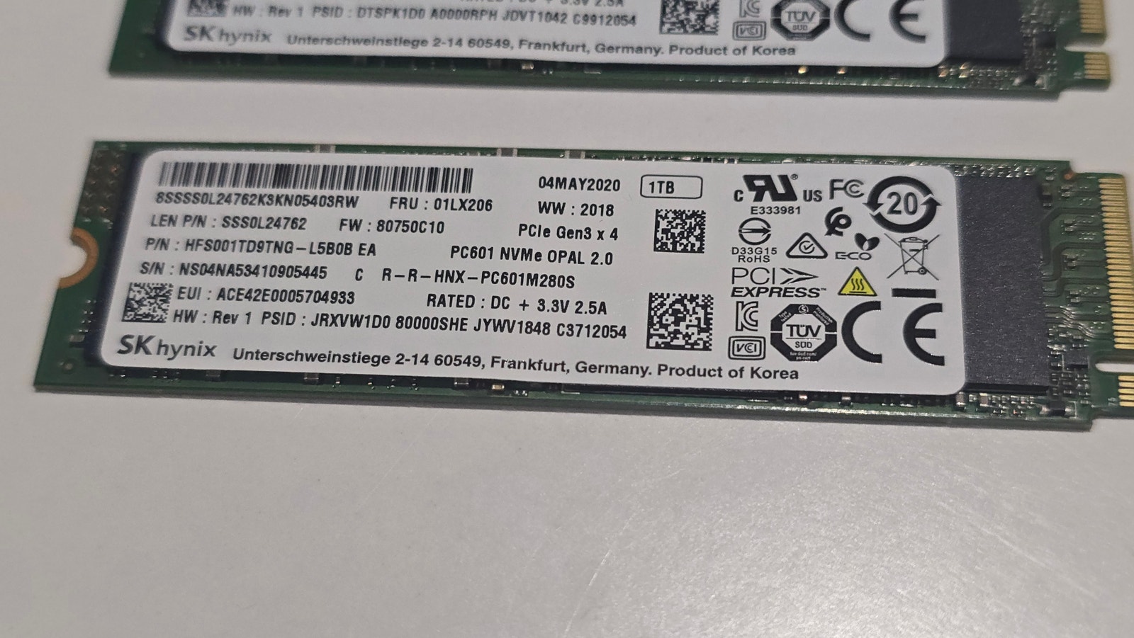 5 stk SK Hynix 1TB M.2 NVMe SSD (PCIe Gen3 x4) – Rask lagring til