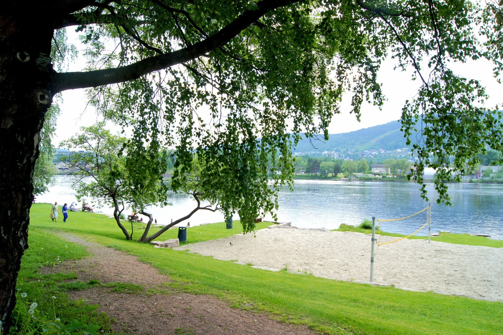 Elva med beachvolleyballbane rundt hjørnet Galleribilde