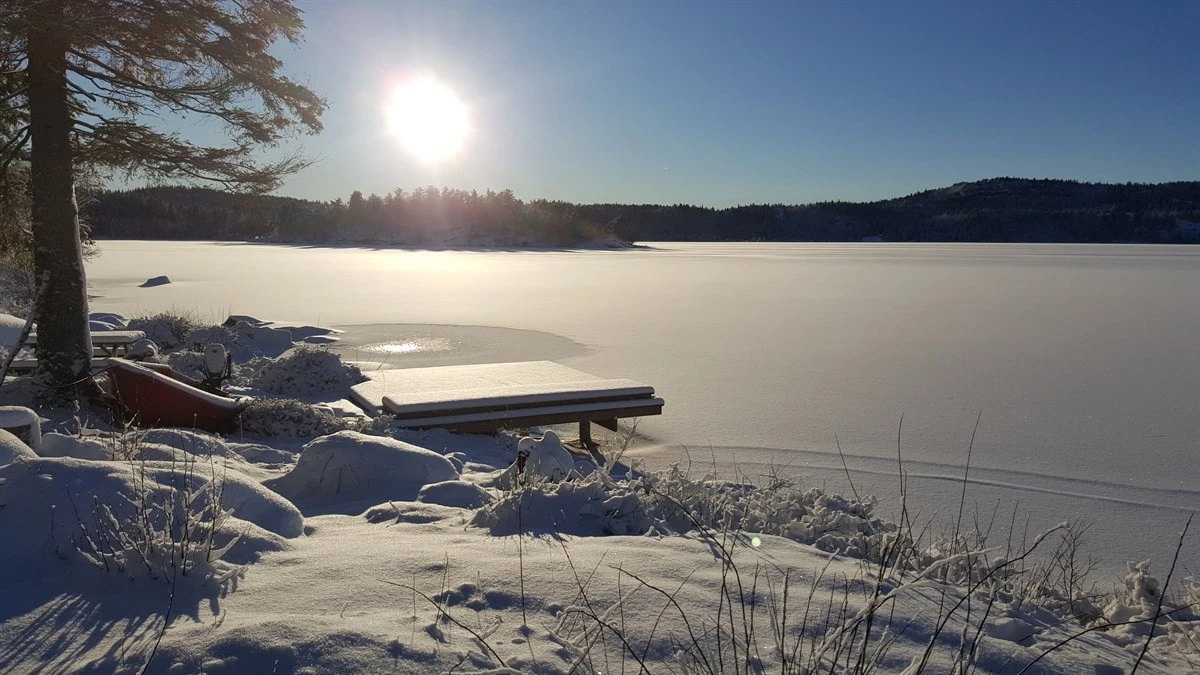 Vinterbilde av badeplass Galleribilde
