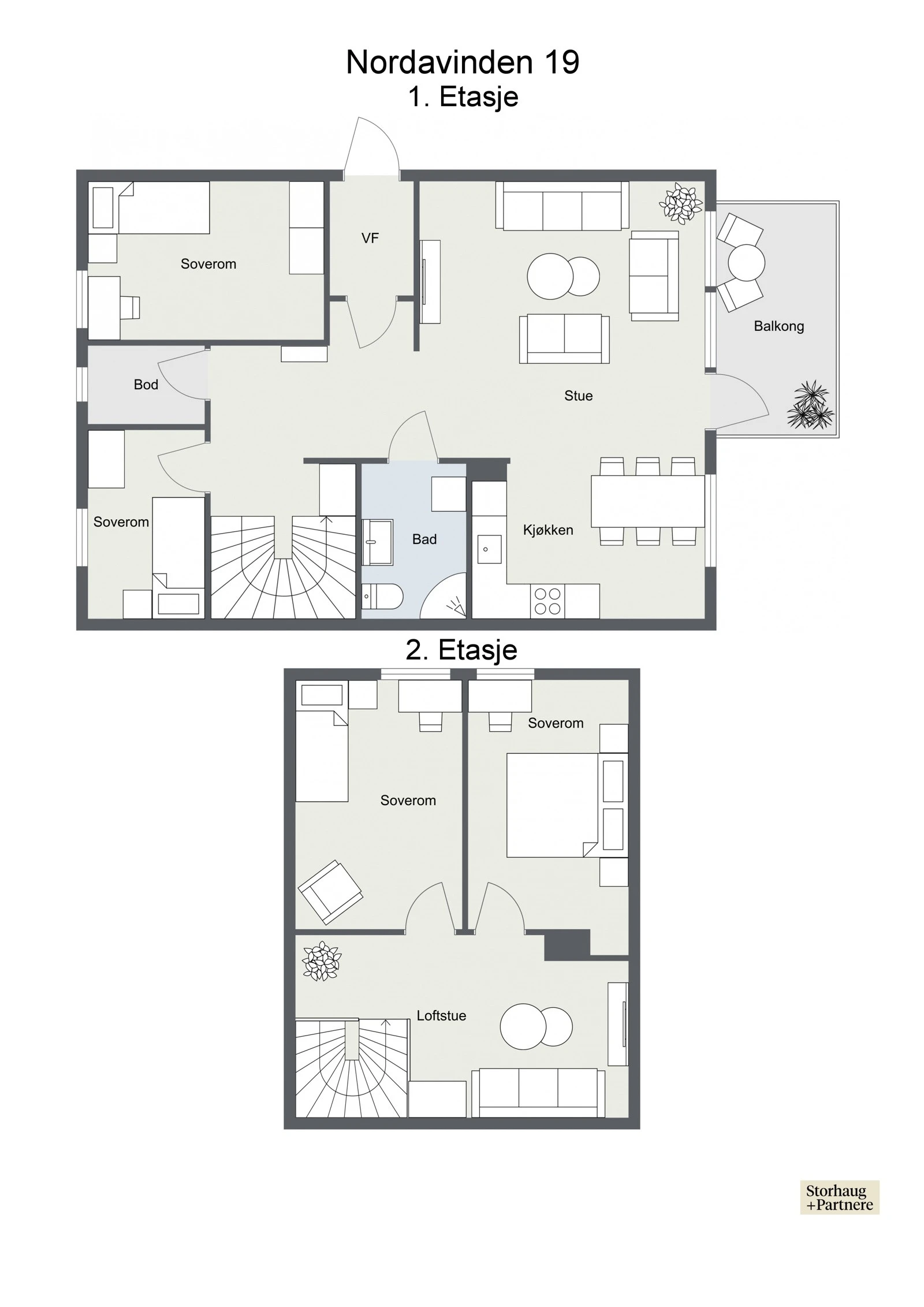 Plantegnigner begge etasjer Galleribilde