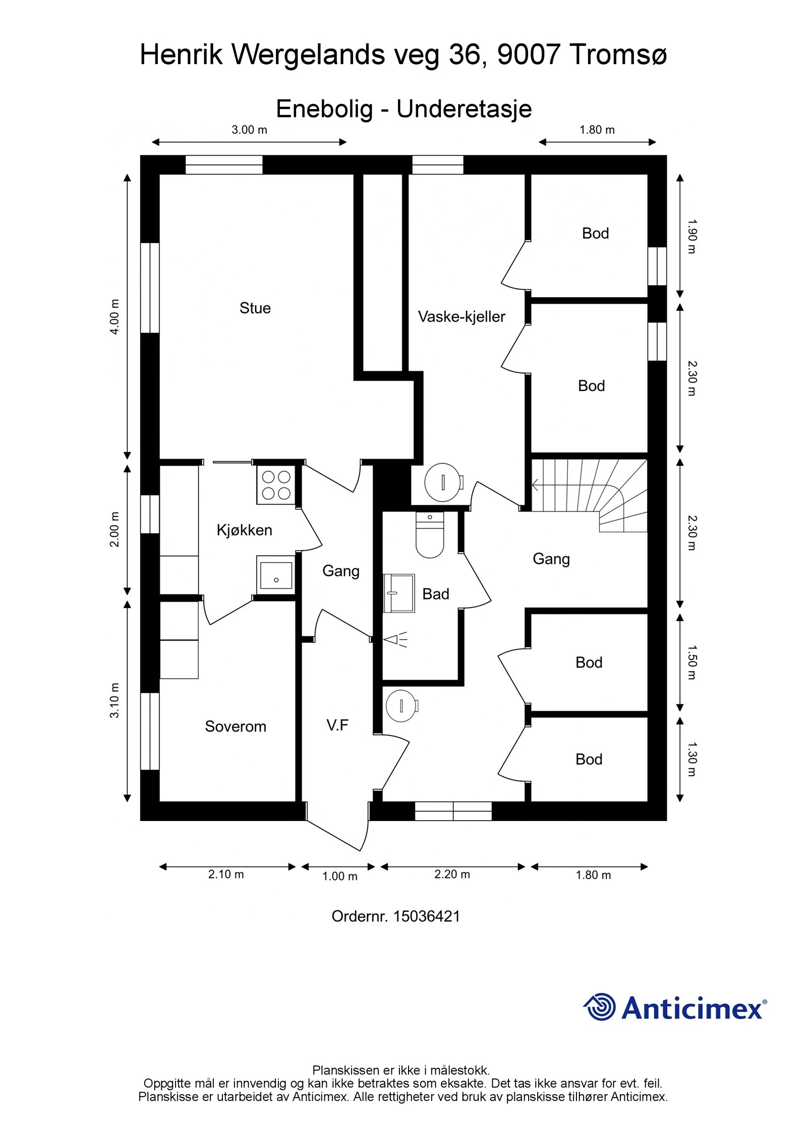 Målsatt plantegning u. etasje Galleribilde