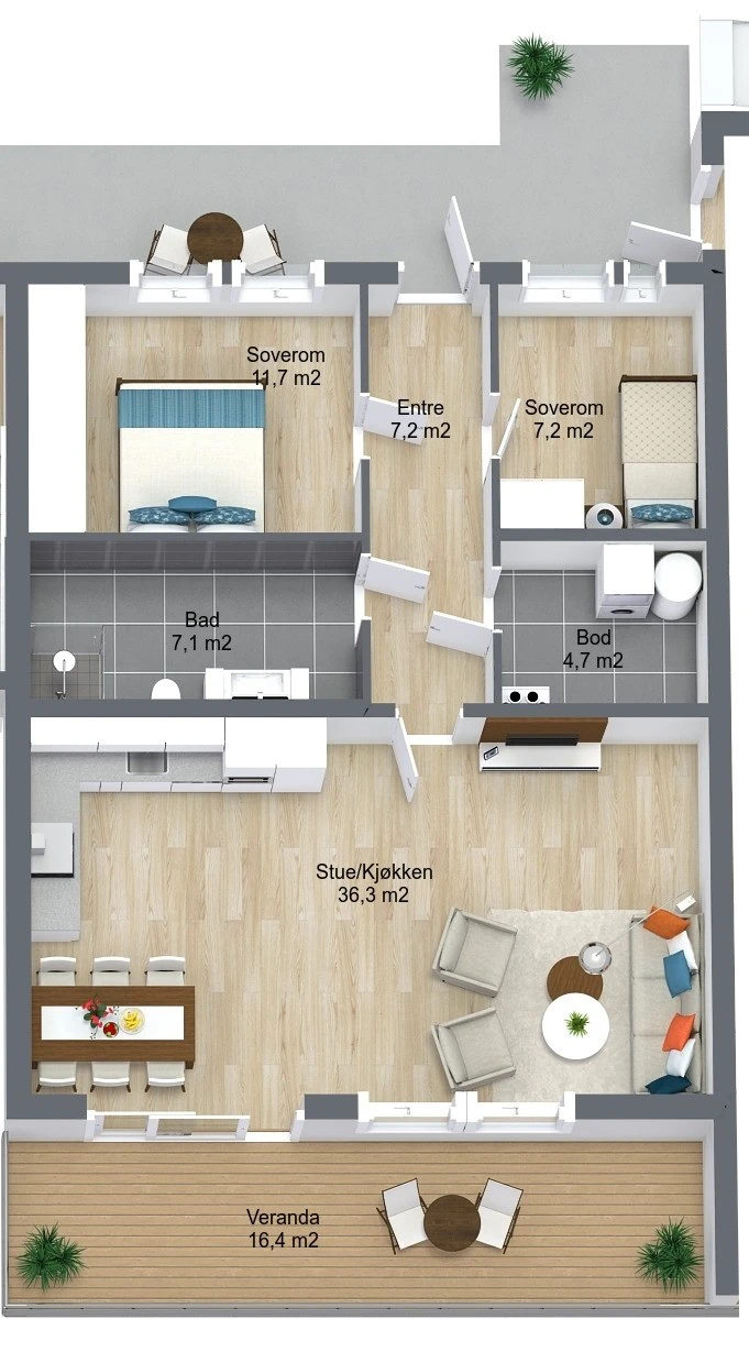 Planillustrasjon bolig Galleribilde