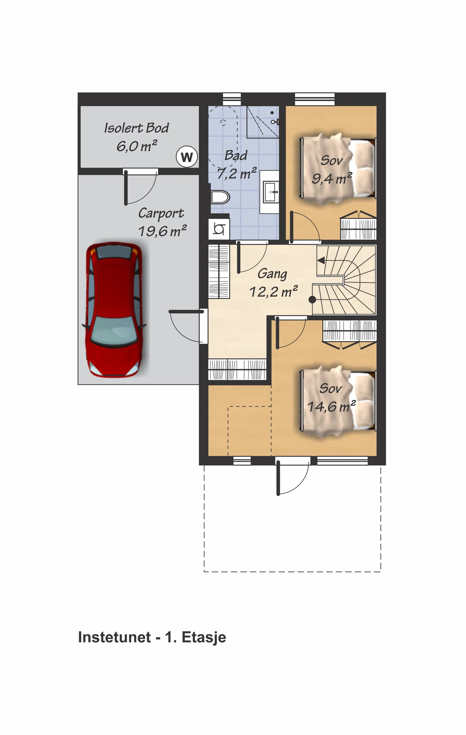 Planløysing 1. etg. med garasje. Galleribilde