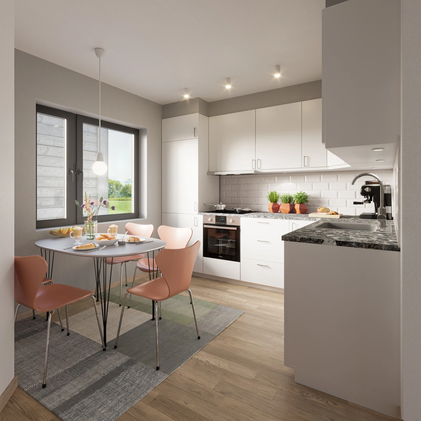 Praktisk atskilt kjøkken med plass til spisegruppe Galleribilde