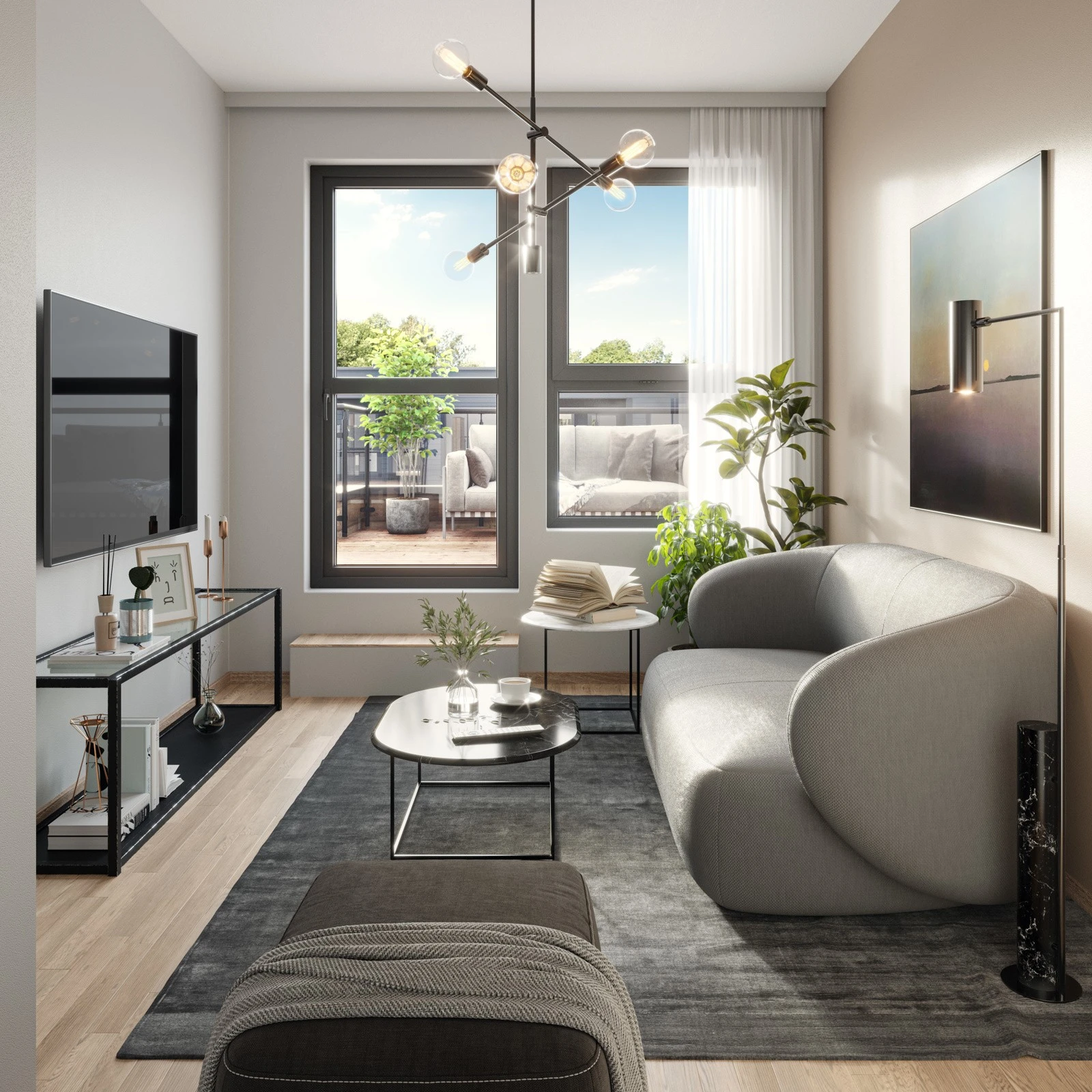 Praktisk loftsstue med utgang til takterrassen hus 42-47 og 70-75 Galleribilde