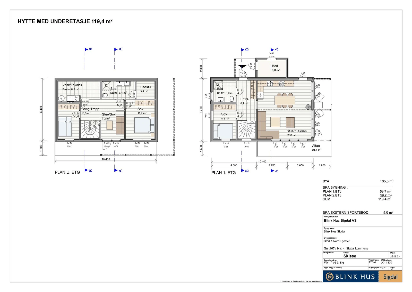 Senger, møbler og garderobe vist på tegning er IKKE inkludert i leveransen. Galleribilde