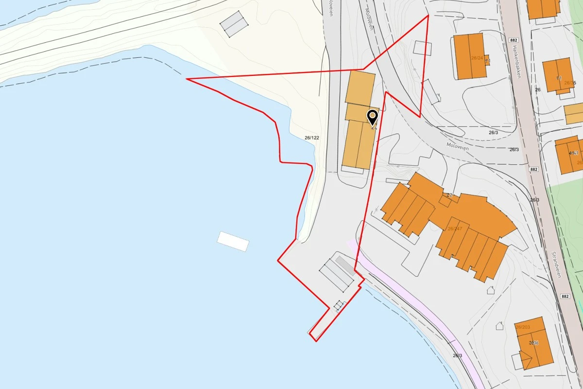 Kartutsnitt som viser eiendommen Galleribilde