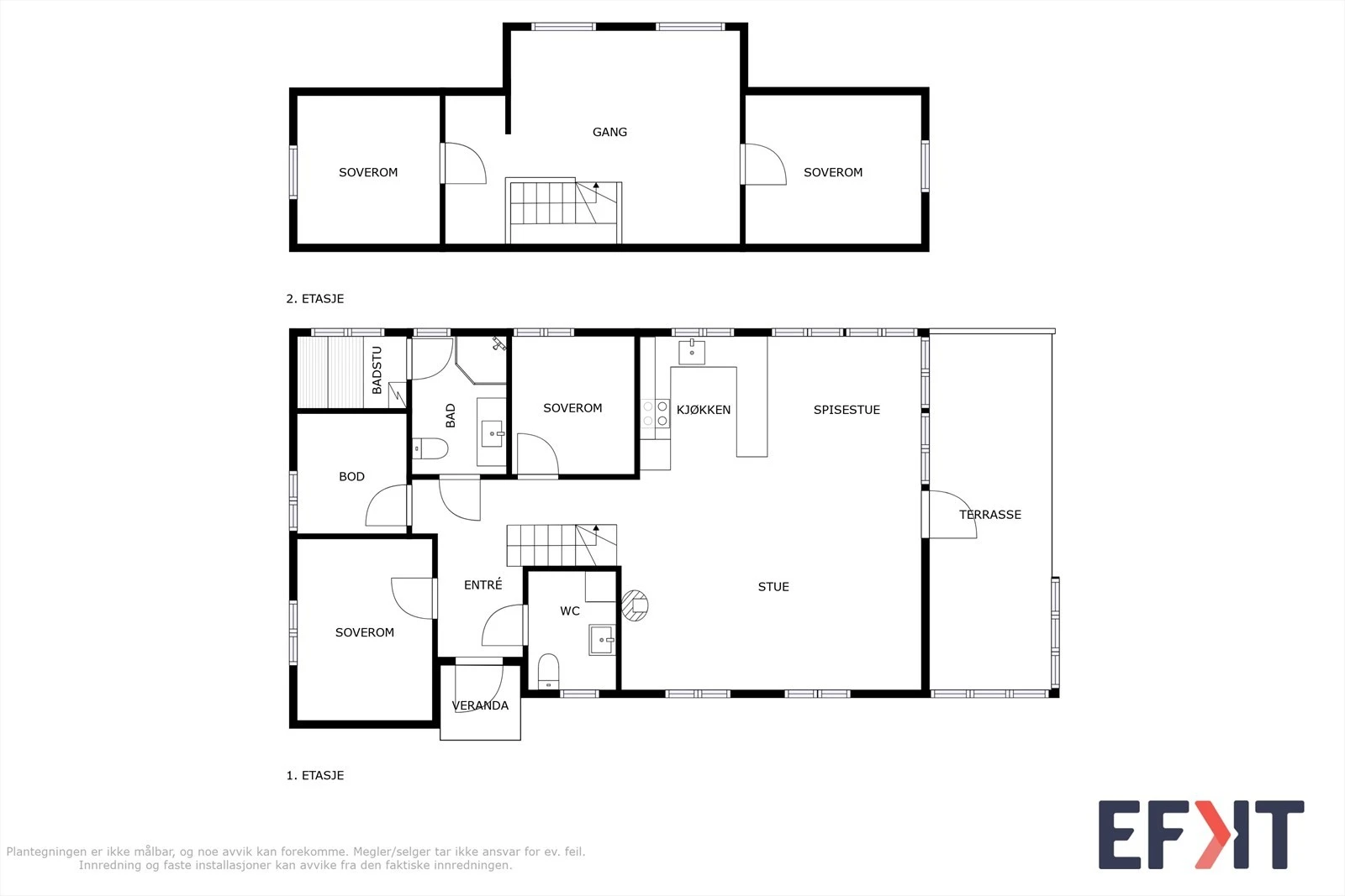 Plantegninger begge etasjer Galleribilde