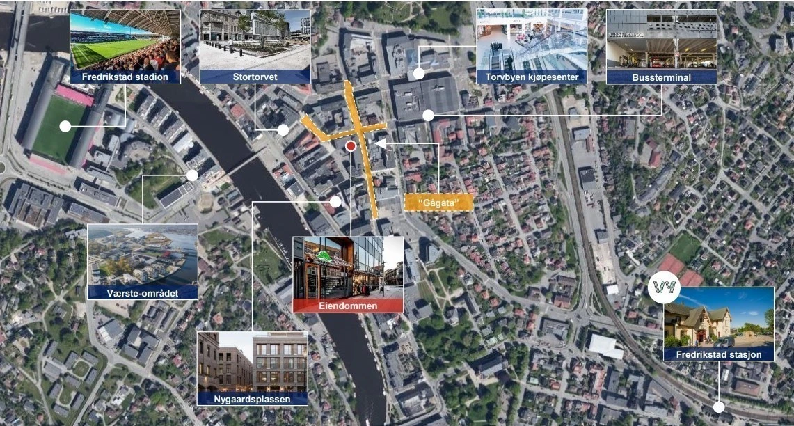 Brage Fram-gården midt i hjerte av Fredrikstad sentrum. Galleribilde