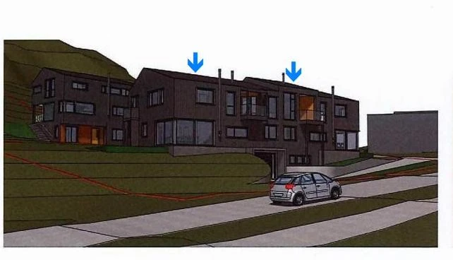 Illustrasjoner av vertikaldelt tomannsbolig med garasjekjeller Galleribilde