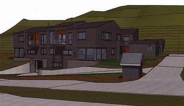 Illustrasjoner av vertikaltdelt bolig med garasjekjeller Galleribilde