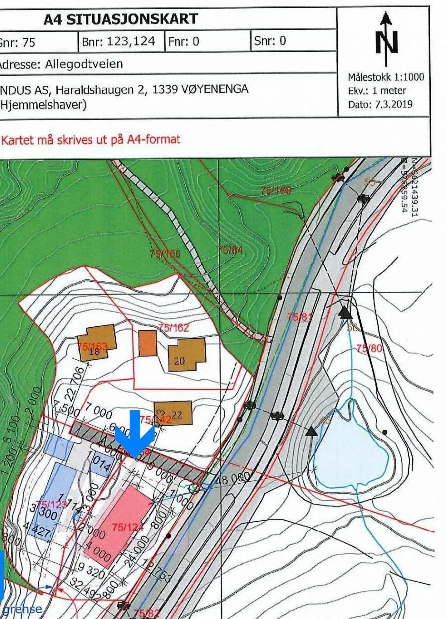 Utomhuskart | felles innkjøring | kotehøyder | sum uteopphold ca. 580 kvm Galleribilde