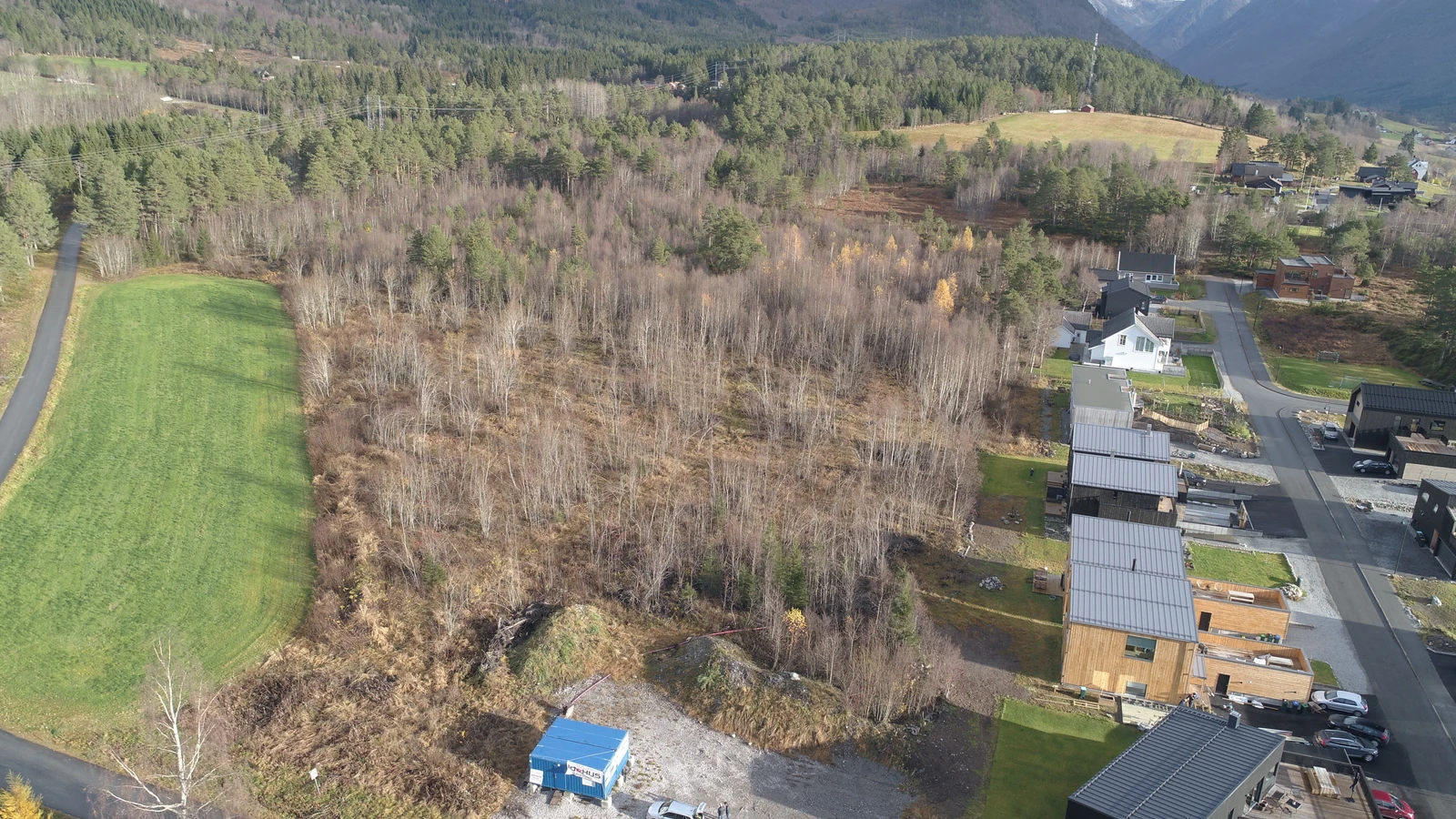 Dronefoto av tomteområdet Galleribilde