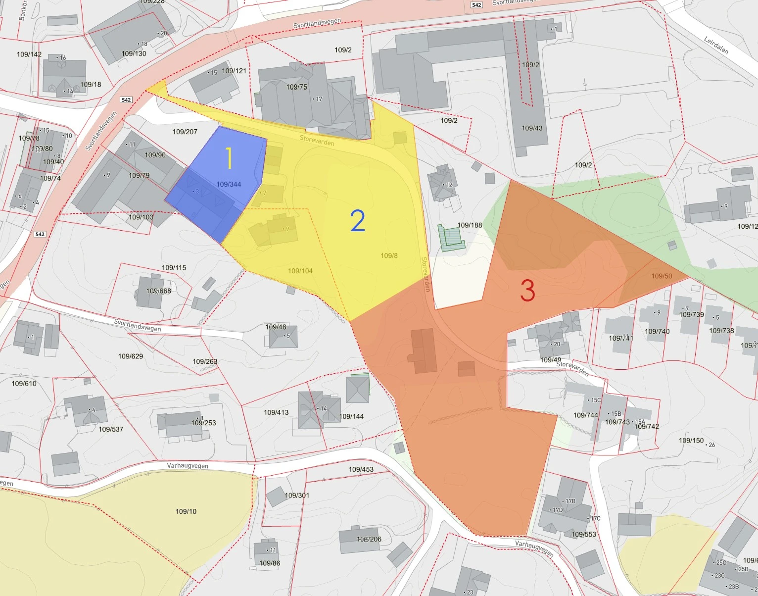 Kart viser tomteområder som selges (kart kan avvike fra oppmålt areal) Galleribilde
