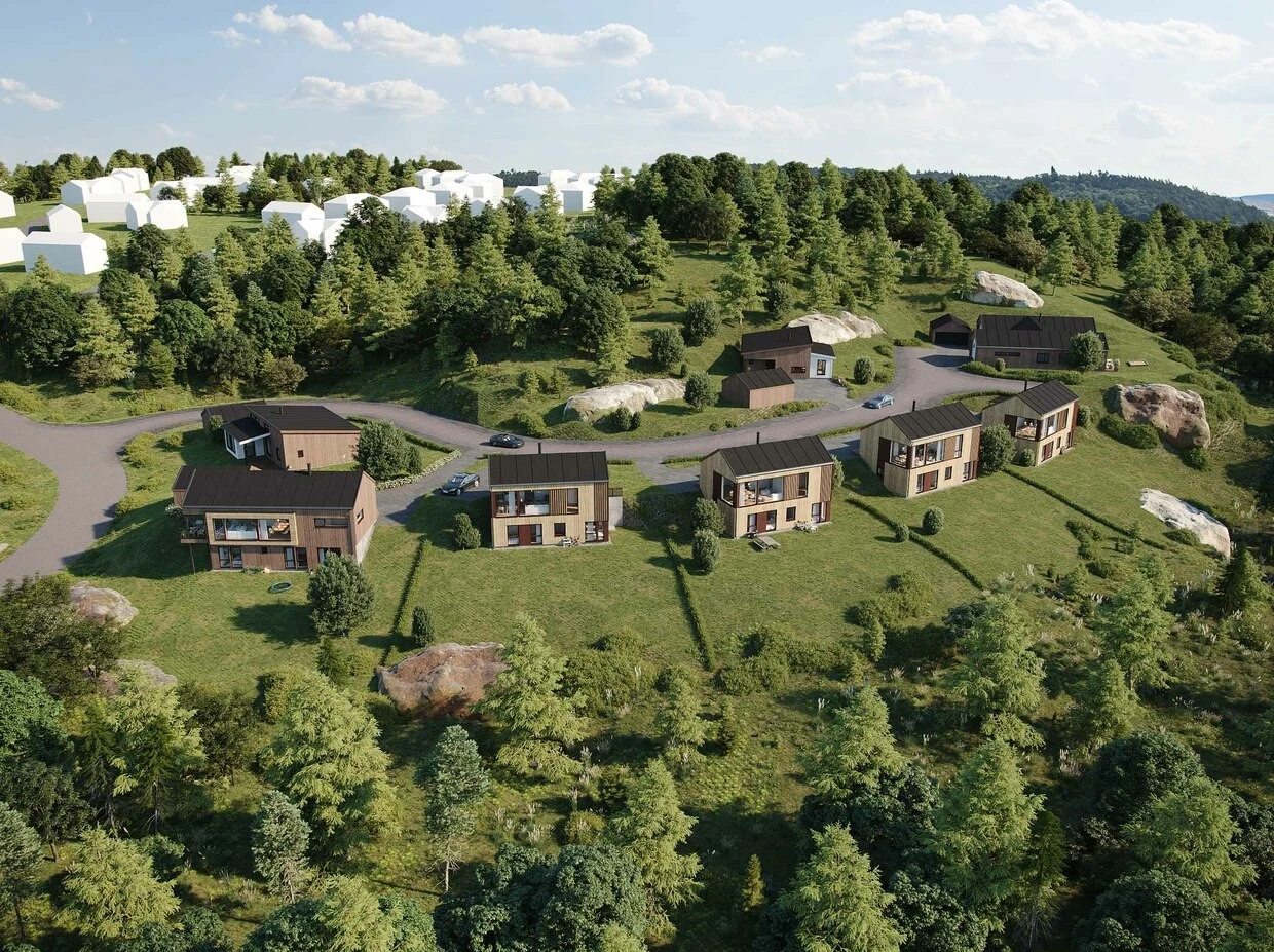 Illustrasjon på forslag av boliger og plassering Galleribilde