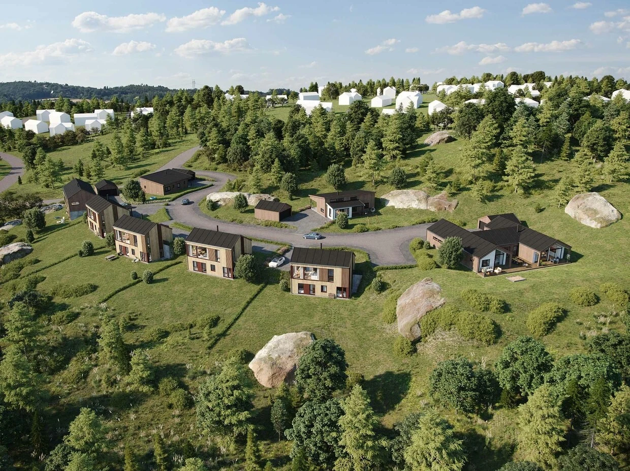 Illustrasjon på forslag av boliger og plassering Galleribilde