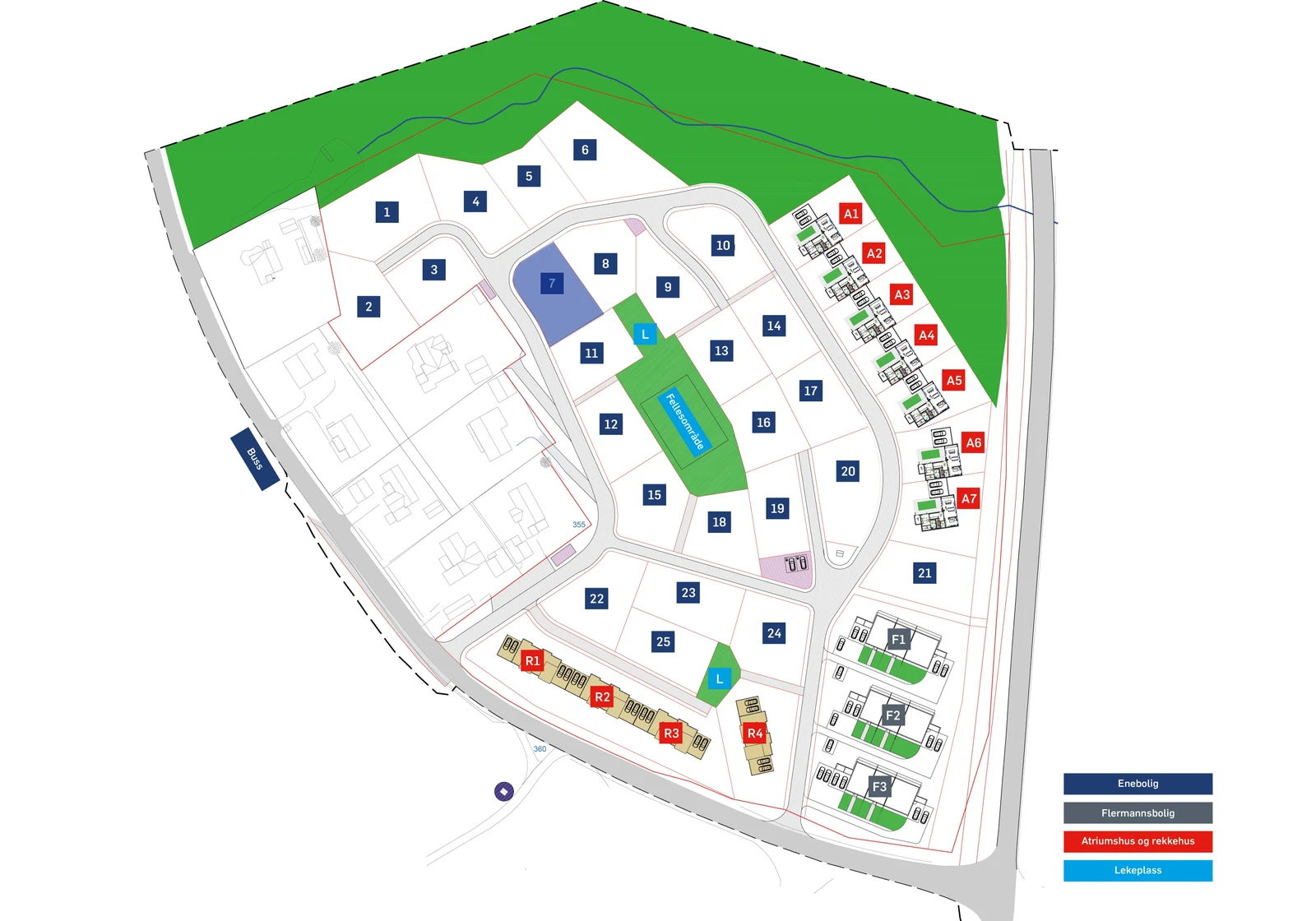 Tomtekart, markert tomt 7 Galleribilde