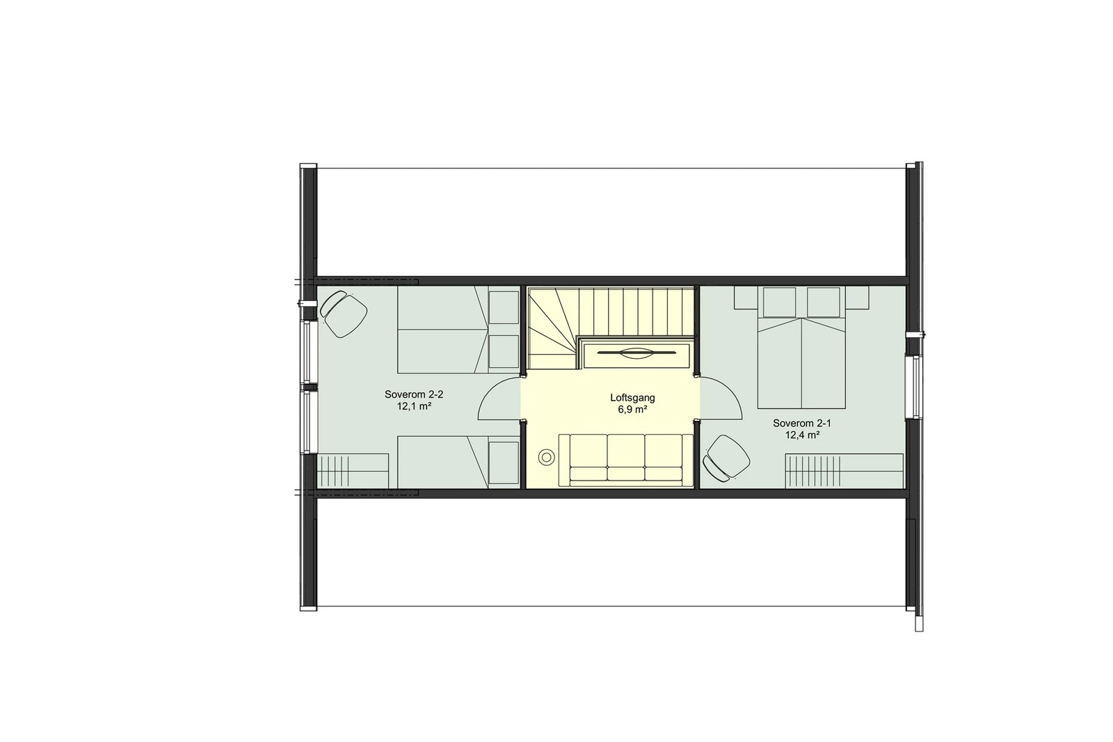 Plantegning loft Hytte C Galleribilde