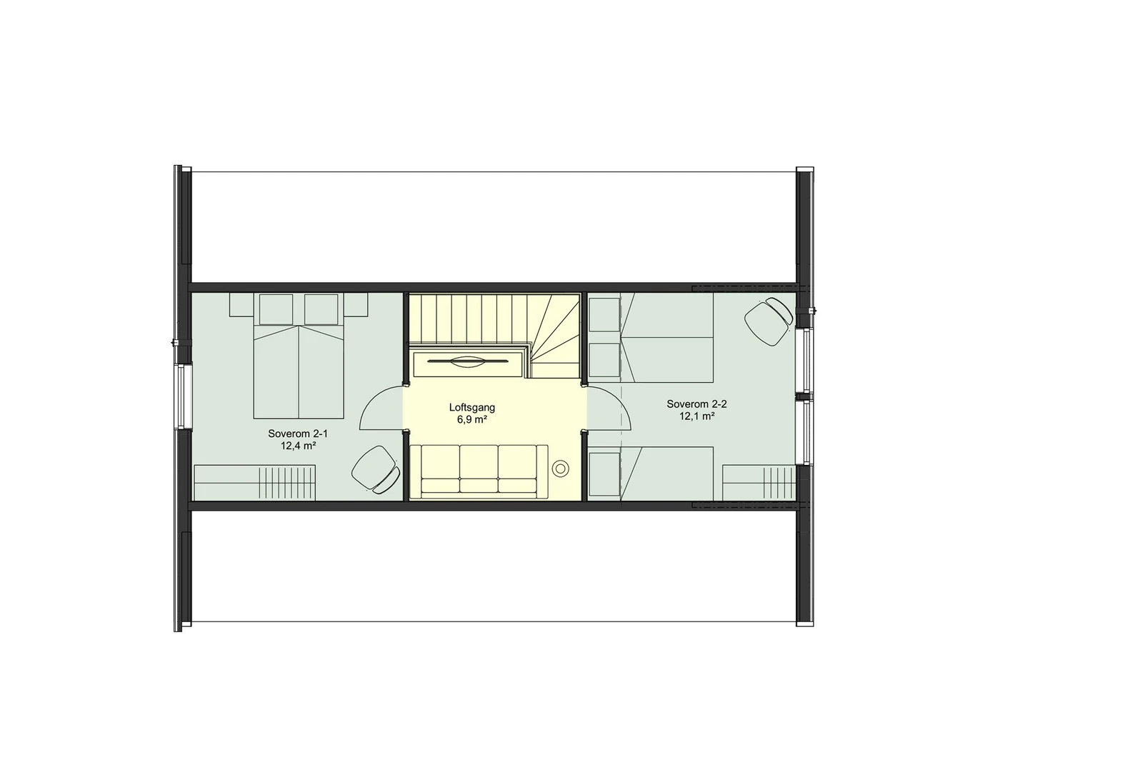 Plantegning loft hytte B Galleribilde
