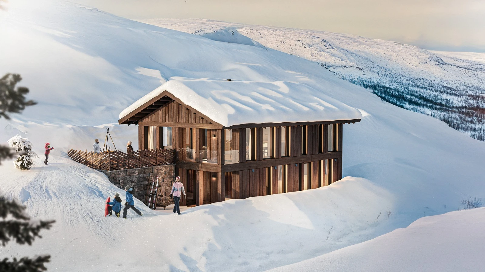 Vy med sokkel er skapt for skrånende terreng. Her illustrasjon av Vy 20 sokkelmodell Galleribilde