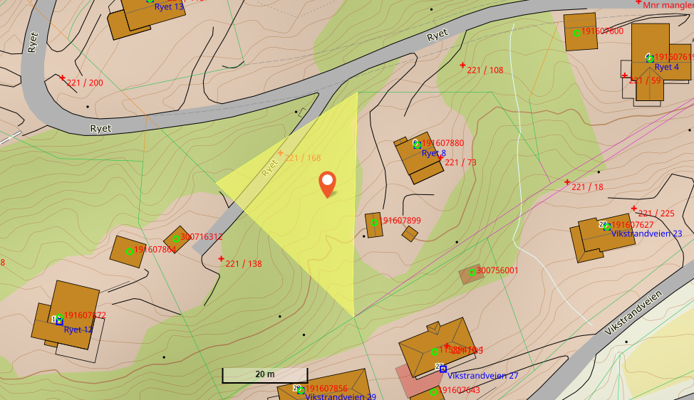 Oversiktskart over eiendom gnr. 221bnr. 168. Galleribilde