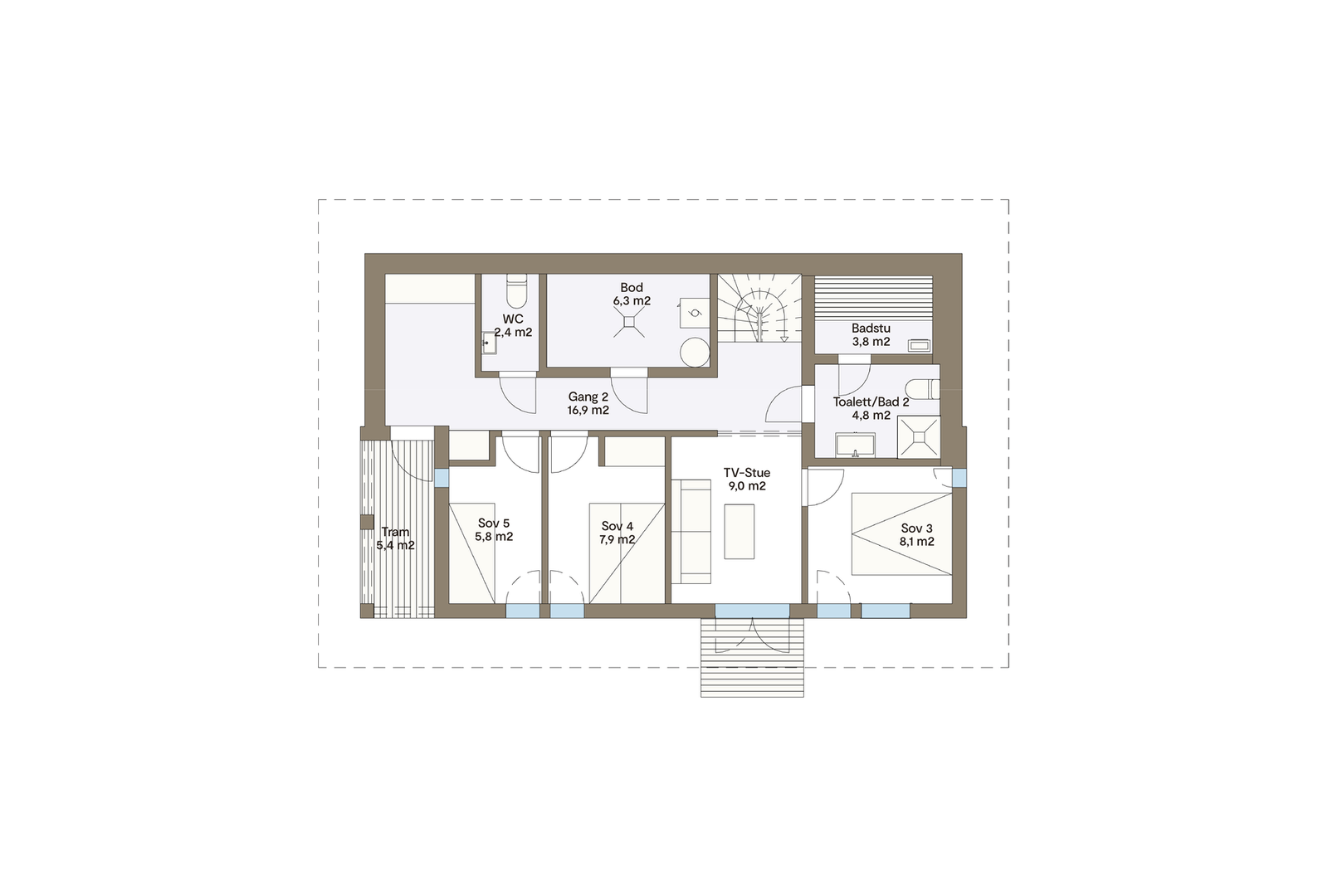 Plantegning sokkeletasje Vy 20CTU med inngang i sokkeletg. Galleribilde