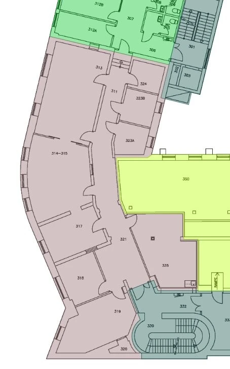 Plantegning 374 kvm, etasje 3, brunt areale Galleribilde