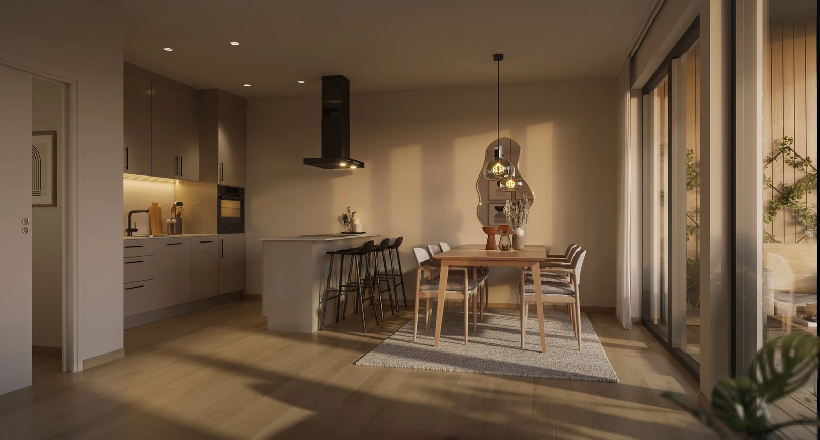 Lekkert kjøkken med integrerte hvitevarer fra Miele. Galleribilde