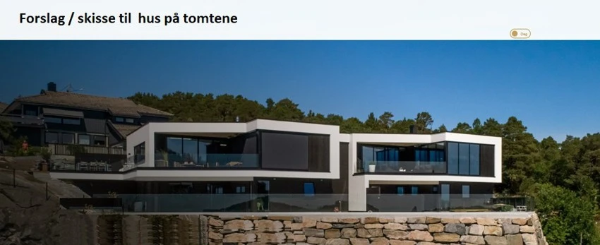 Tegningene er IKKE godkjent. Illustrasjon fra Urbanhus kun ment som inspirasjon. Kjøper må selv søke og gjøre undersøkelser, og kjøper har ansvaret og risikoen for ev. godkjennelser. Tillates kun oppføring av boligtype enebolig eller tomannsbolig. Galleribilde