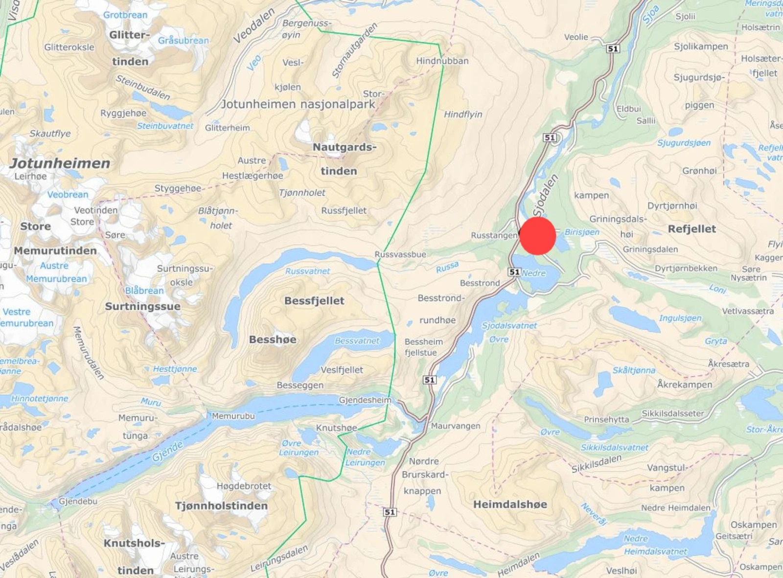 Her ligger tomtefeltet Galleribilde