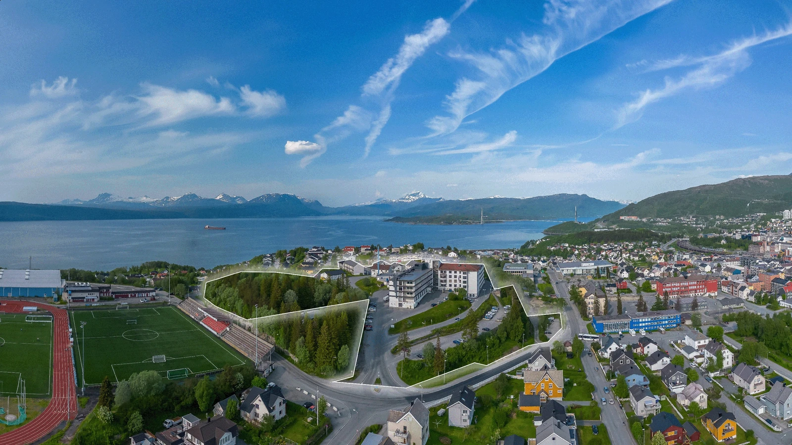 Frydenlund - Narvik sentrum
Ca 42.364 kvm eiet tomt - Bygningsmasse ca 19.996 kvm BTA Galleribilde