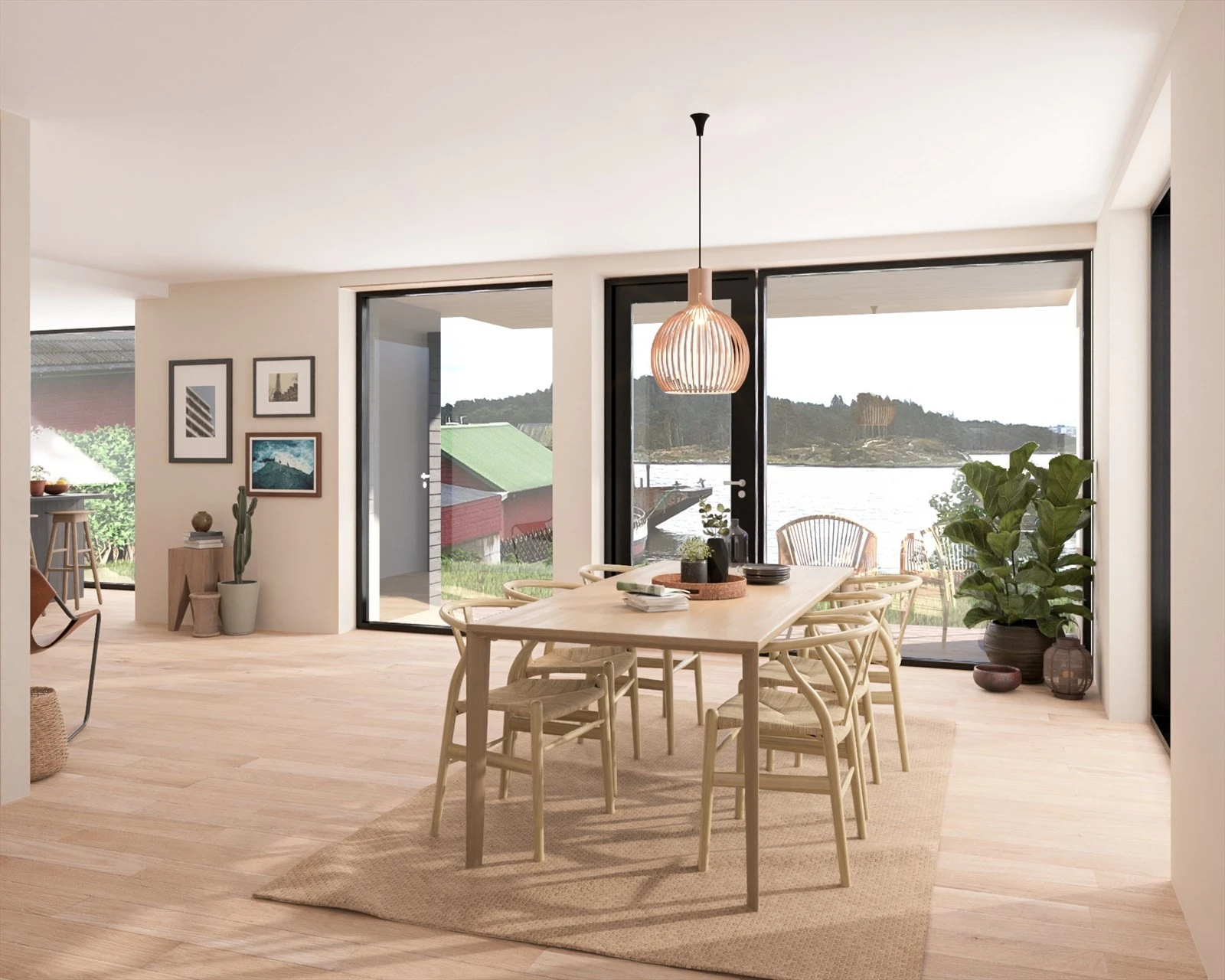 Delikat og moderne innredet. God kontakt med utsikten, via store vindusflater Galleribilde