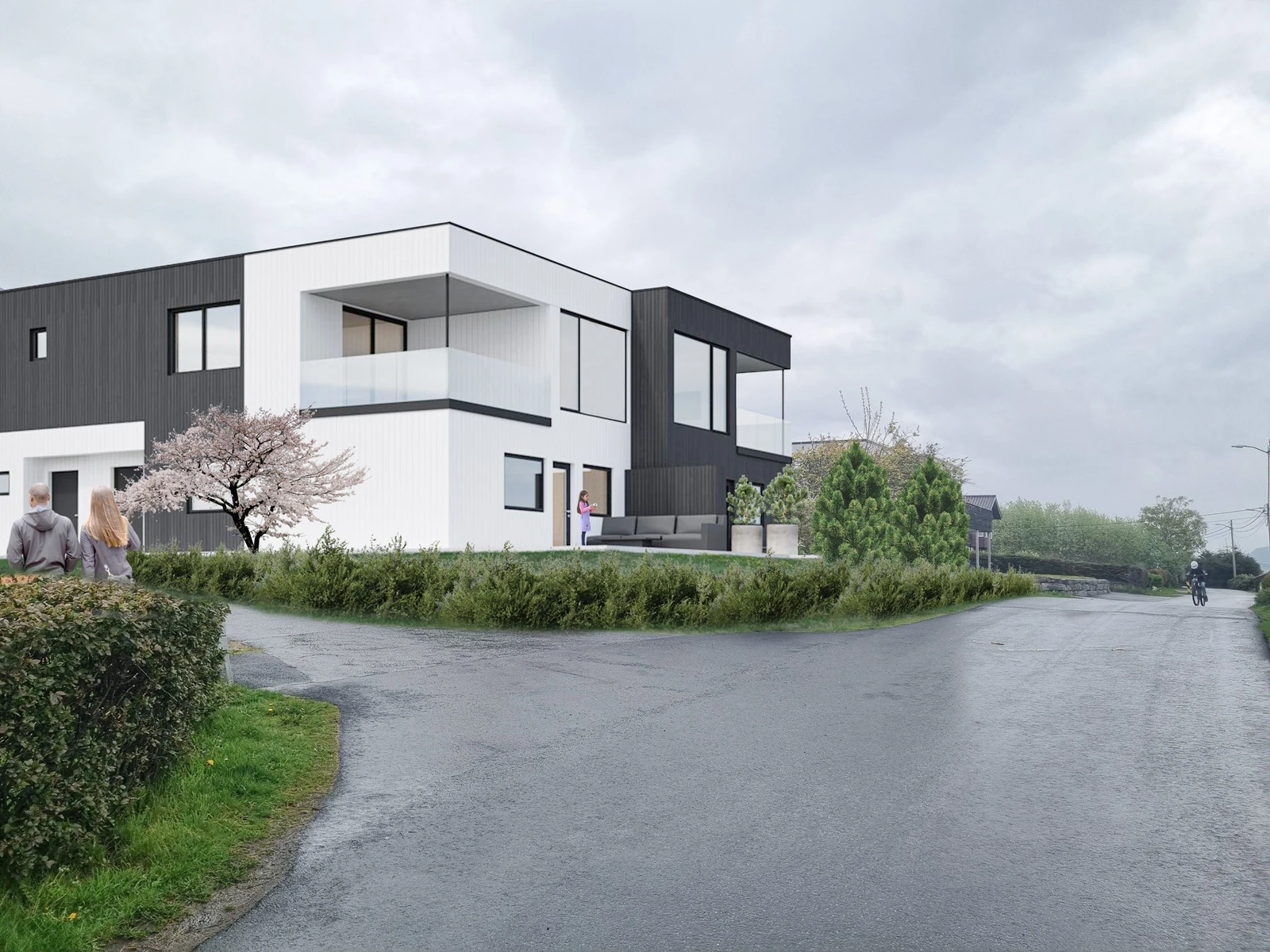 Huset blir fint plassert i gatemiljøet på Trollhaugane Galleribilde