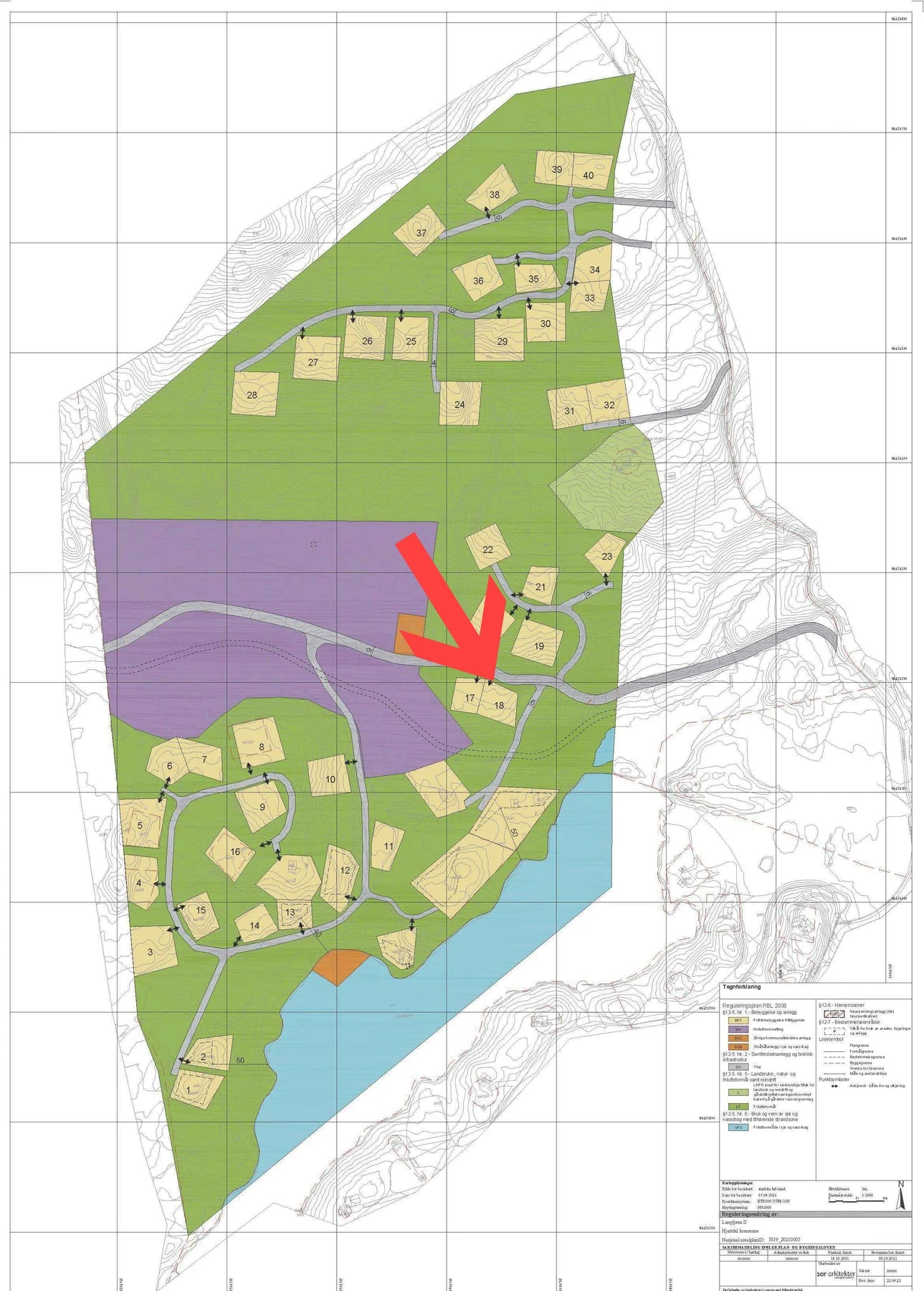 Tomtekart Langetjønn hyttefelt.
Tomt 12 markert. Galleribilde