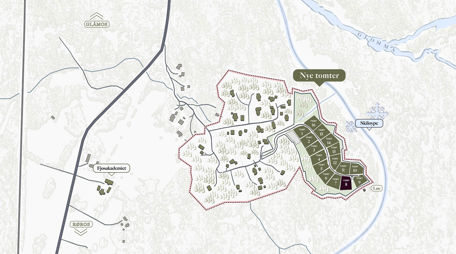 Tomtekart Vintervollia. Galleribilde