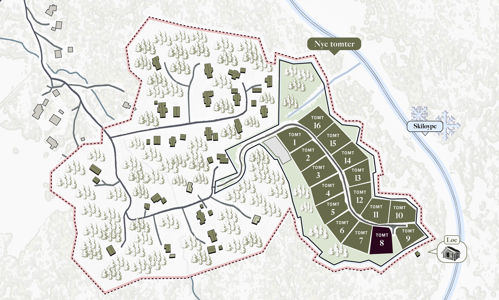 Tomtekart Vintervollia. Galleribilde