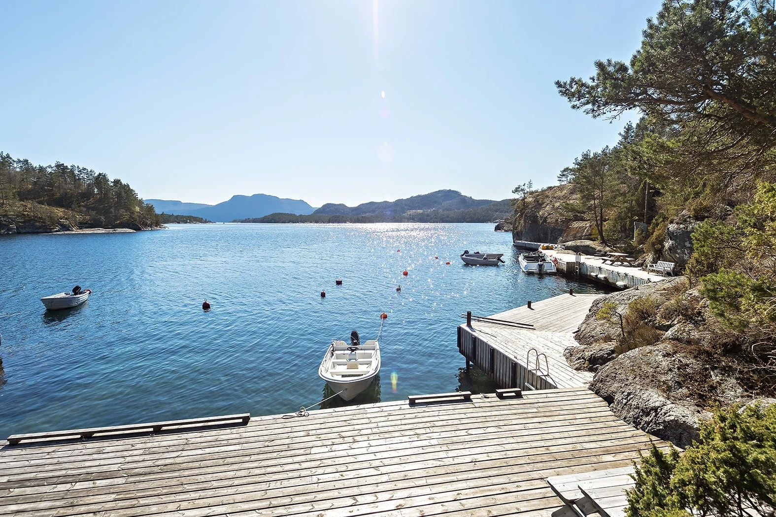 Ny eier har rett til oppføring av egen bryggedel i forlengelsen av eksisterende. Galleribilde