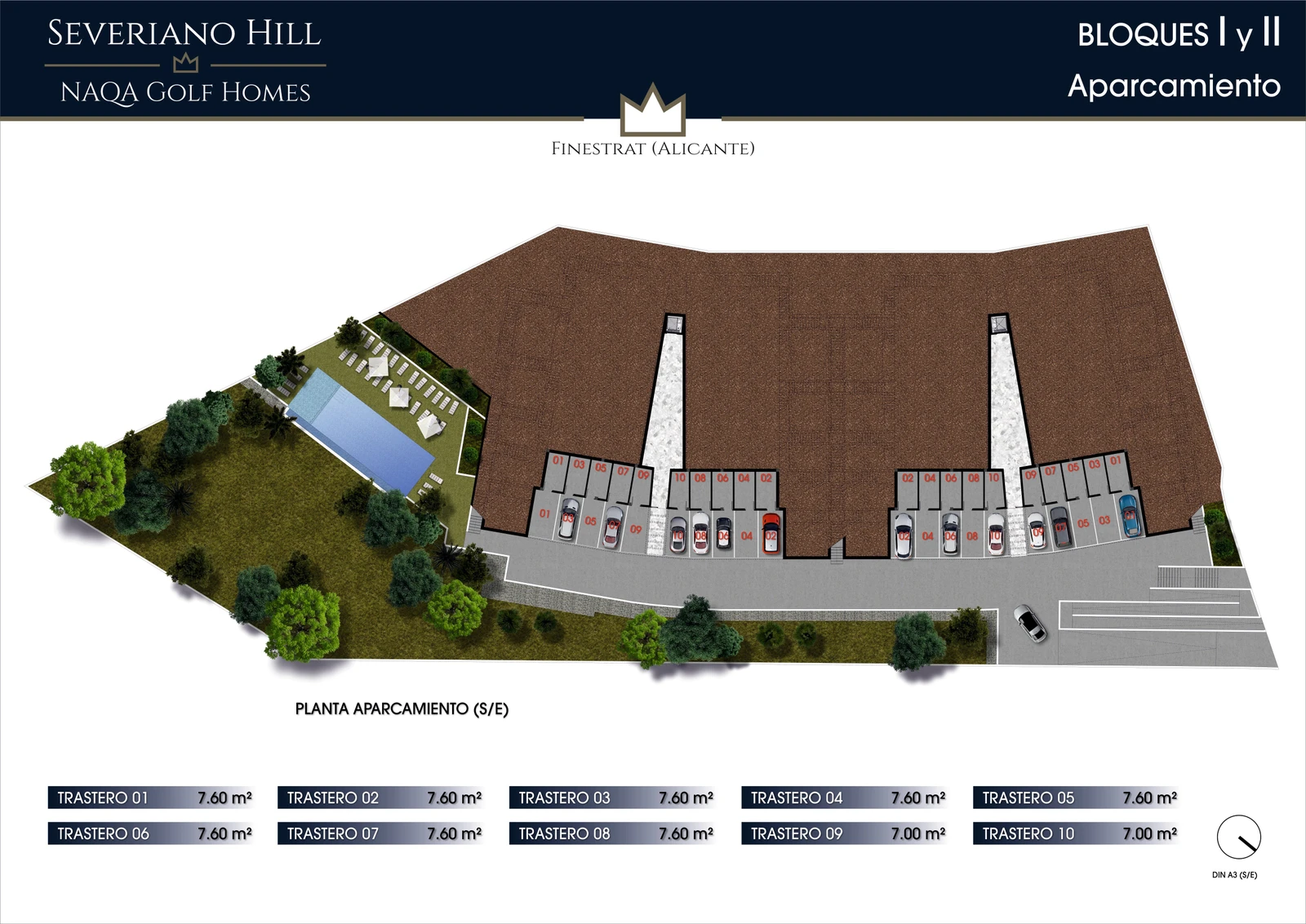 Svømmebasseng, parkering/boder. Galleribilde