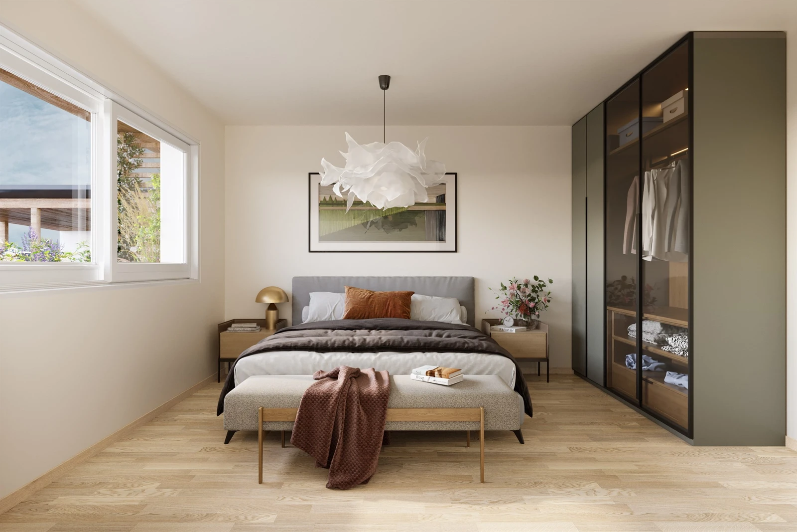 Tomannsboligene er tegnet med fire soverom hver, hvorav tre soverom av utpreget gode størrelser inngår i sokkeletasjene. Galleribilde