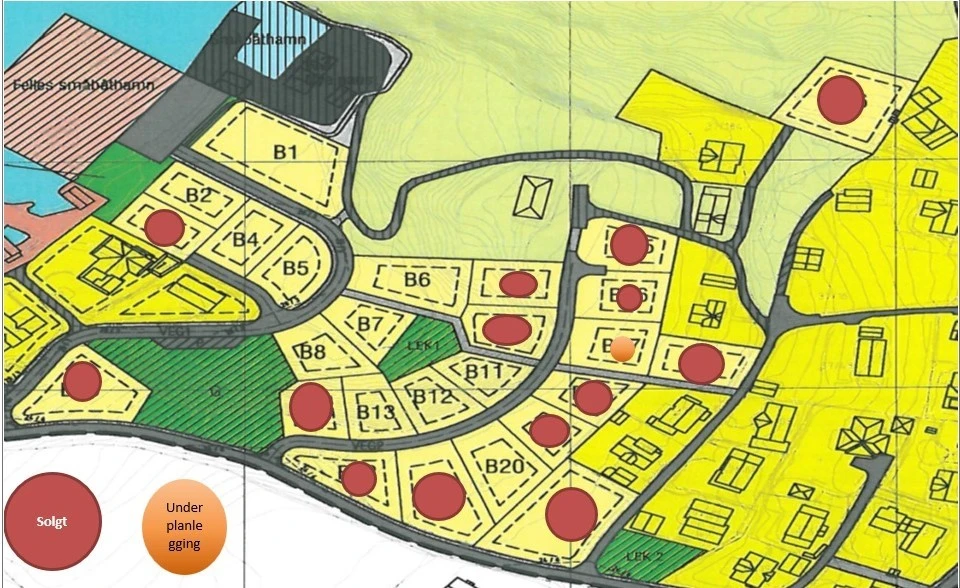 Oversikt over solgte tomter. Galleribilde