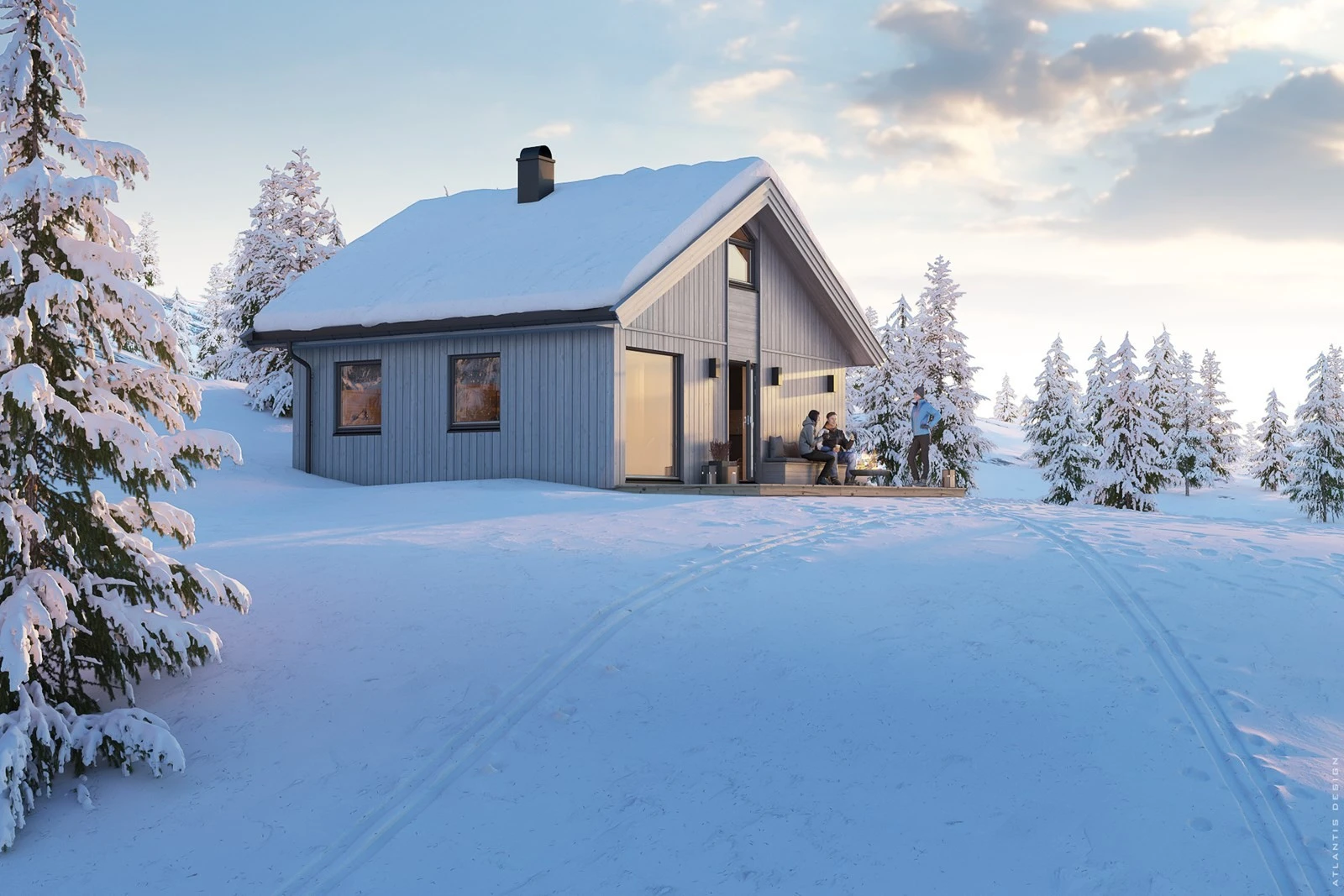 Illustrasjon fasade, vinter Galleribilde