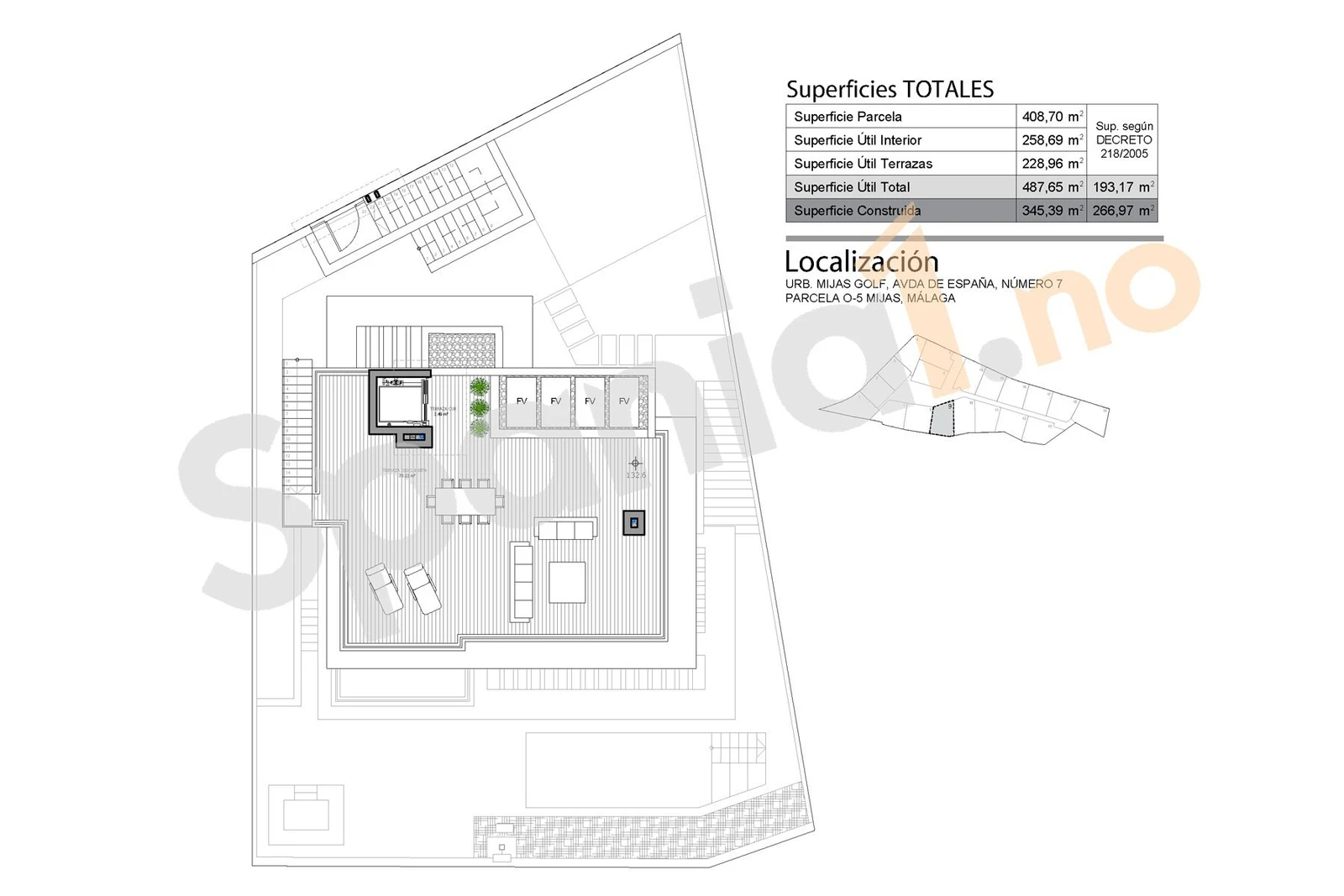 Plantegning takterrasse Galleribilde