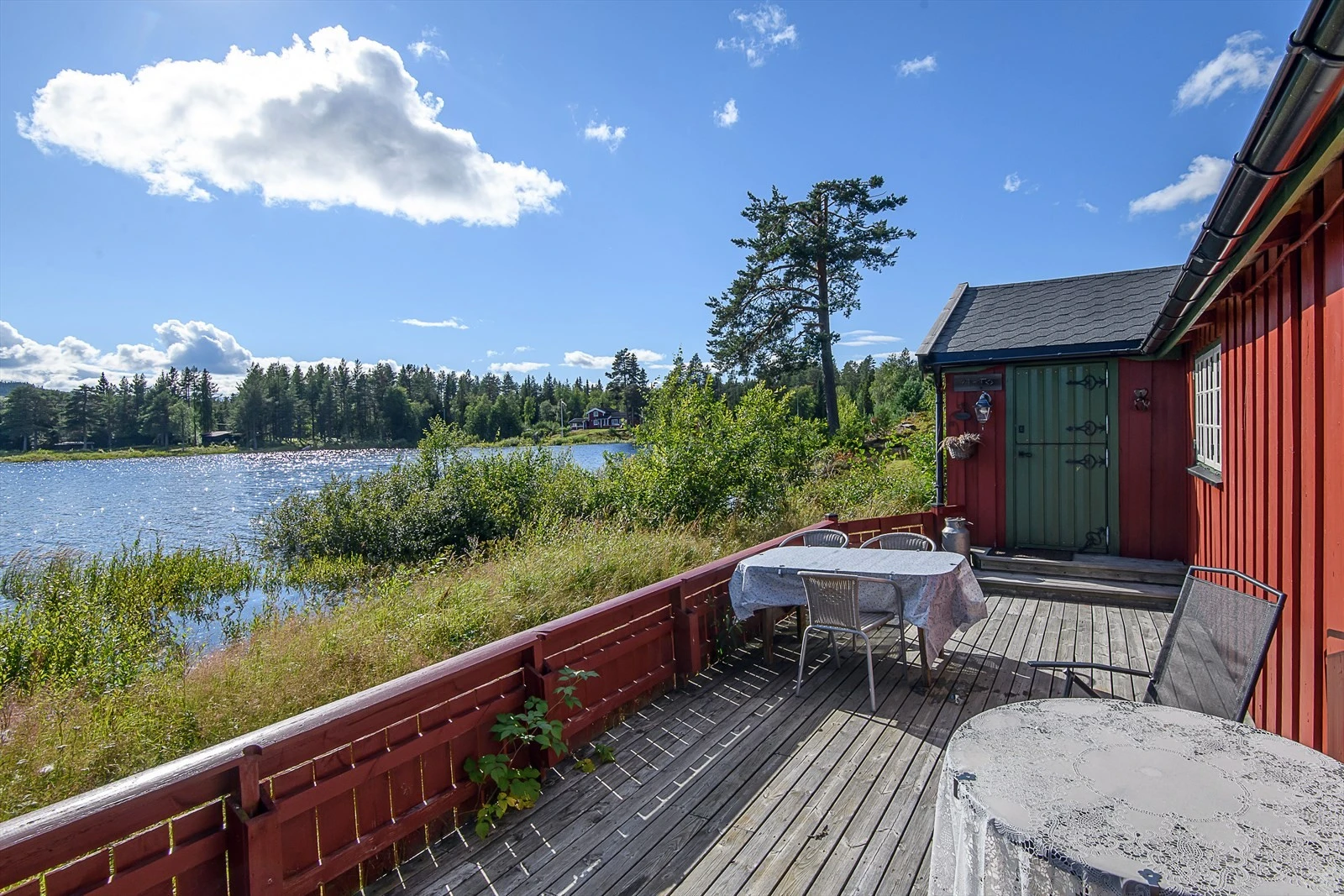 Fantastisk utsikt fra terrassen. Solrik og nydelig beliggenhet med utsikt til Nord-Mesna vannet. Galleribilde